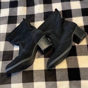 Black Suede Ankle Boots leather slip on